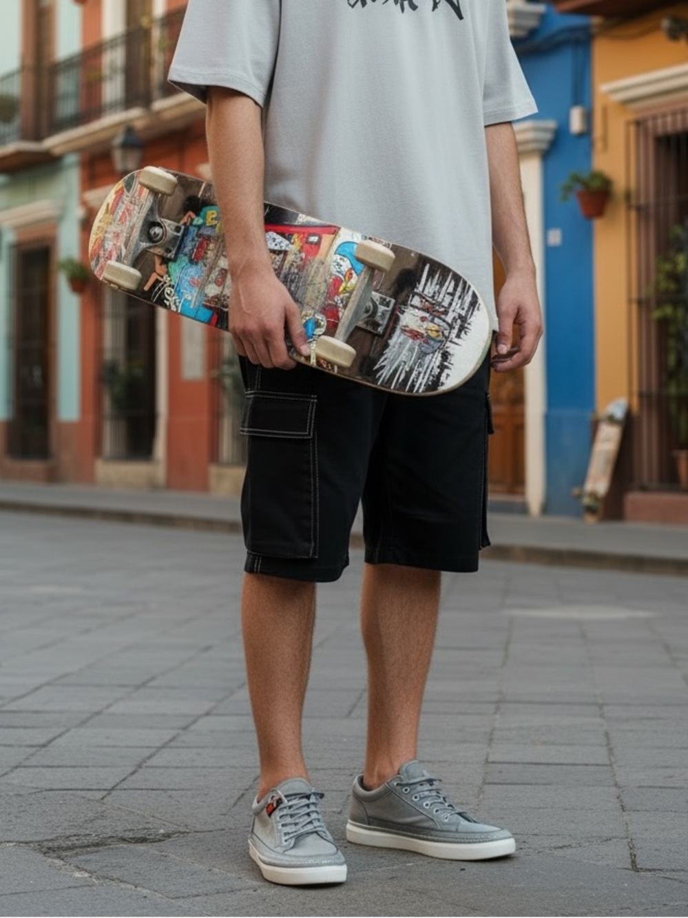 Men's Vintage skateboard sneakers, Gray color